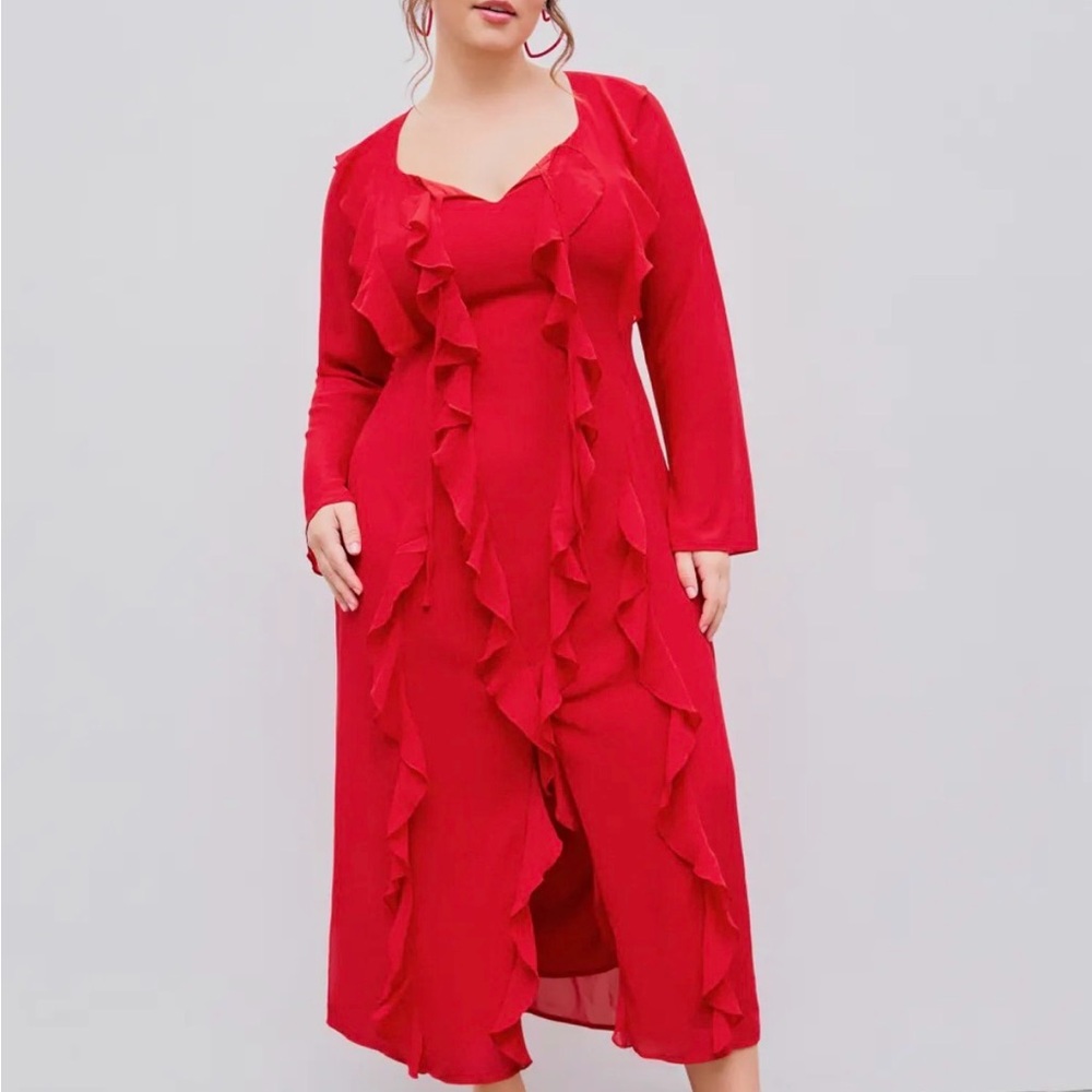 Cider Vibrant Red Long Sleeve Dress